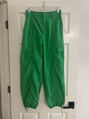 Love Tree Kelly Green Cargo Joggers with Drawstring Ankles